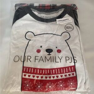 Our Family PJs Set Mens L Plaid Check Bearly Awake Bear Pajamas Christmas -NWT